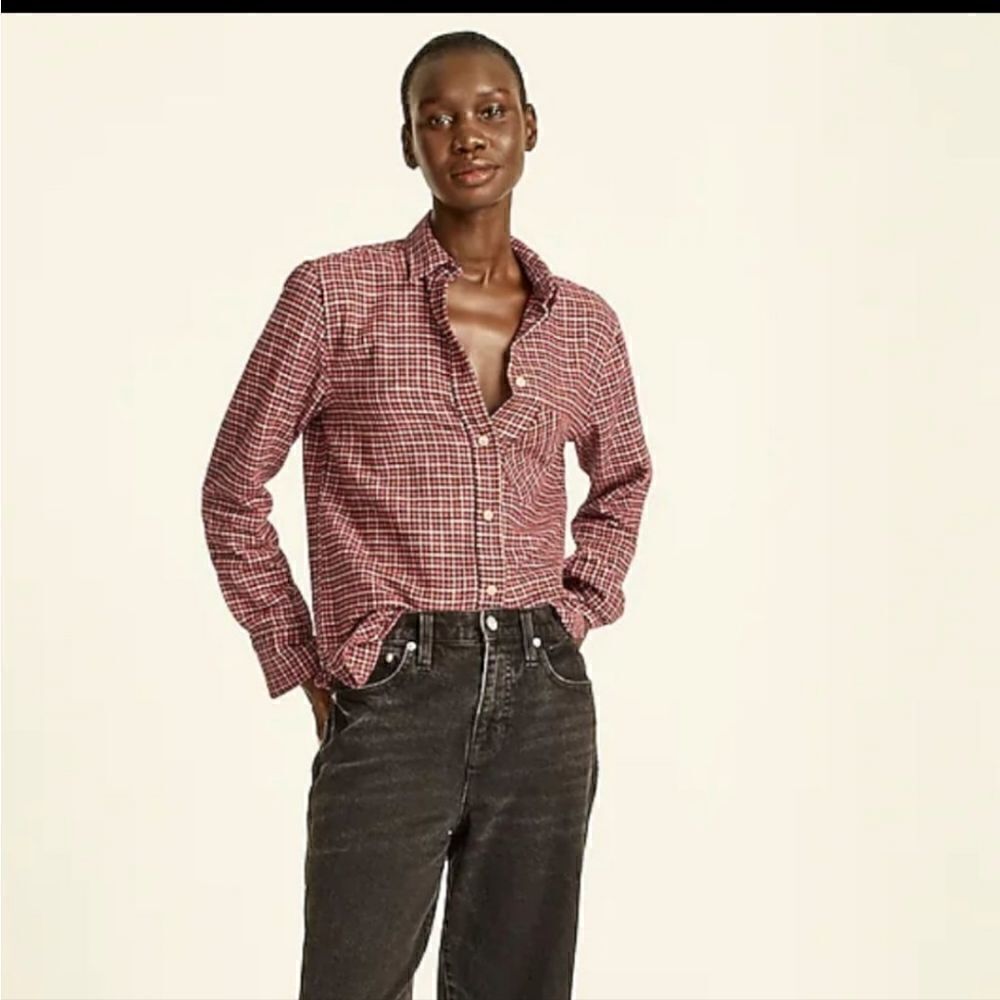 NWT J CREW Flannel Plaid Shirt - Picture 2 of 9